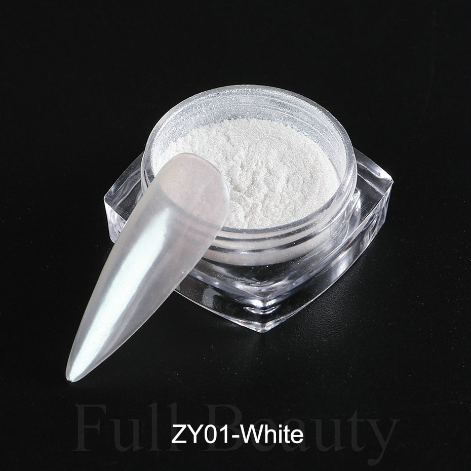 Mirror Nail Powder Pigment Pearl White Rubbing on Nail Art Glitter Dust Chrome Aurora Blue Manicure Holographic Decorations TRZY