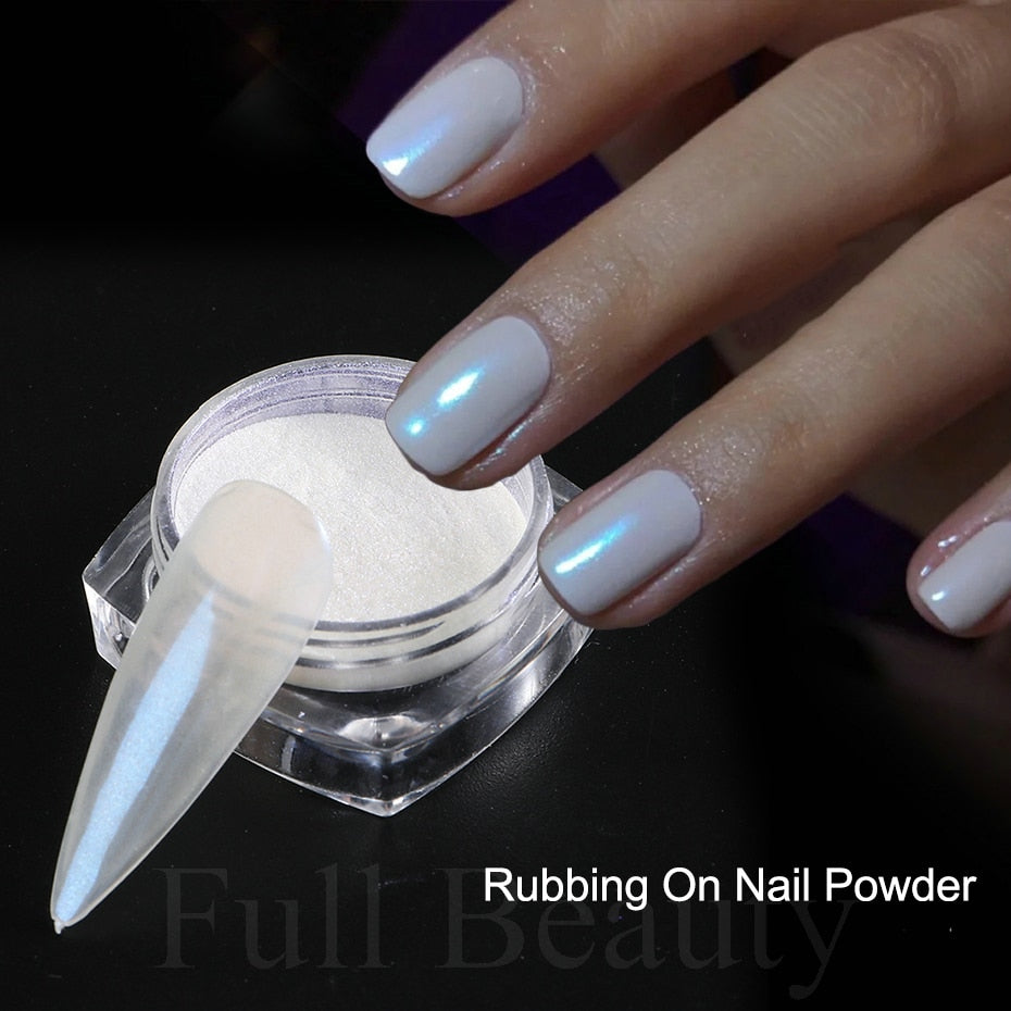 Mirror Nail Powder Pigment Pearl White Rubbing on Nail Art