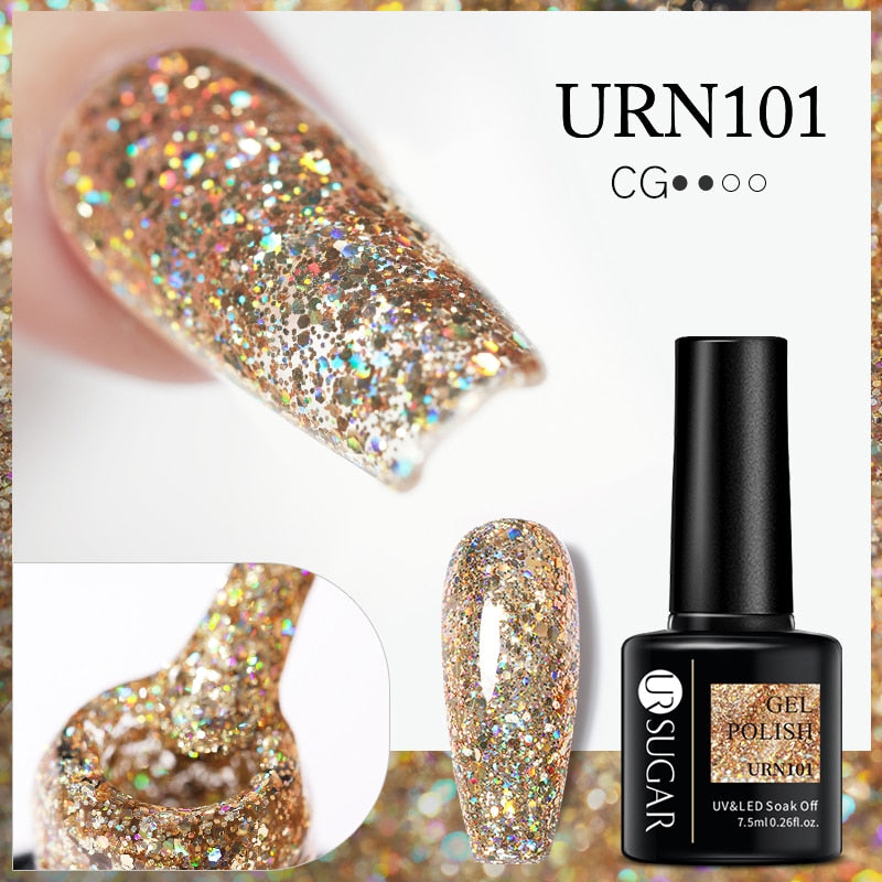 UR SUGAR 7.5ml Thermal Nail Gel Polish Winter Snow Sequins Color Changing Snowflakes Soak Off UV Semi-permanent Nail Art Varnish