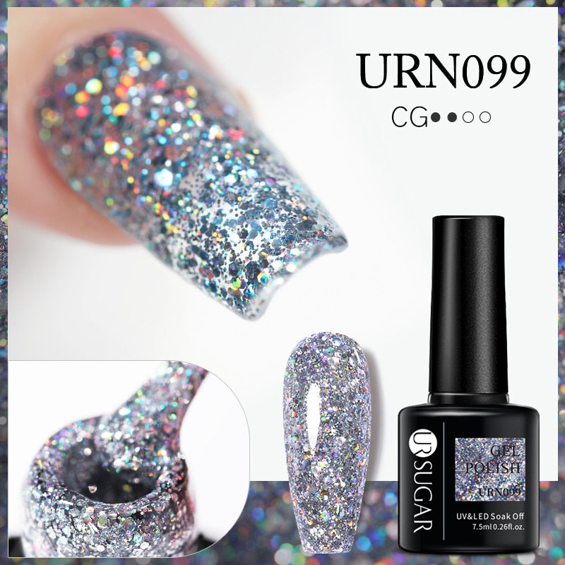 UR SUGAR 7.5ml Thermal Nail Gel Polish Winter Snow Sequins Color Changing Snowflakes Soak Off UV Semi-permanent Nail Art Varnish