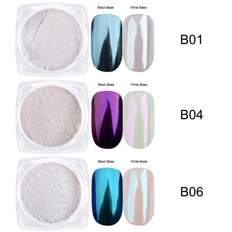 Mirror Nail Powder Pigment Pearl White Rubbing on Nail Art