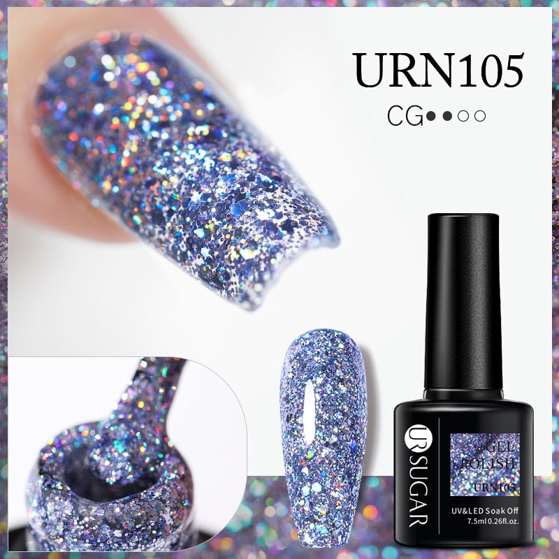 UR SUGAR 7.5ml Thermal Nail Gel Polish Winter Snow Sequins Color Changing Snowflakes Soak Off UV Semi-permanent Nail Art Varnish