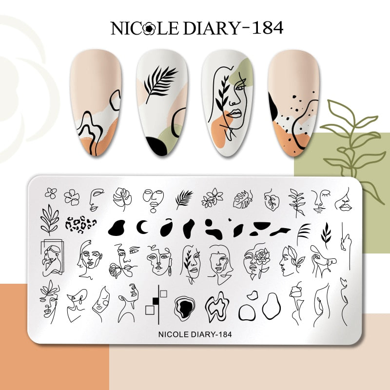 Nail Stamping Plates Leaf Floral Butterfly Line Printing Stencil Nail Stamp