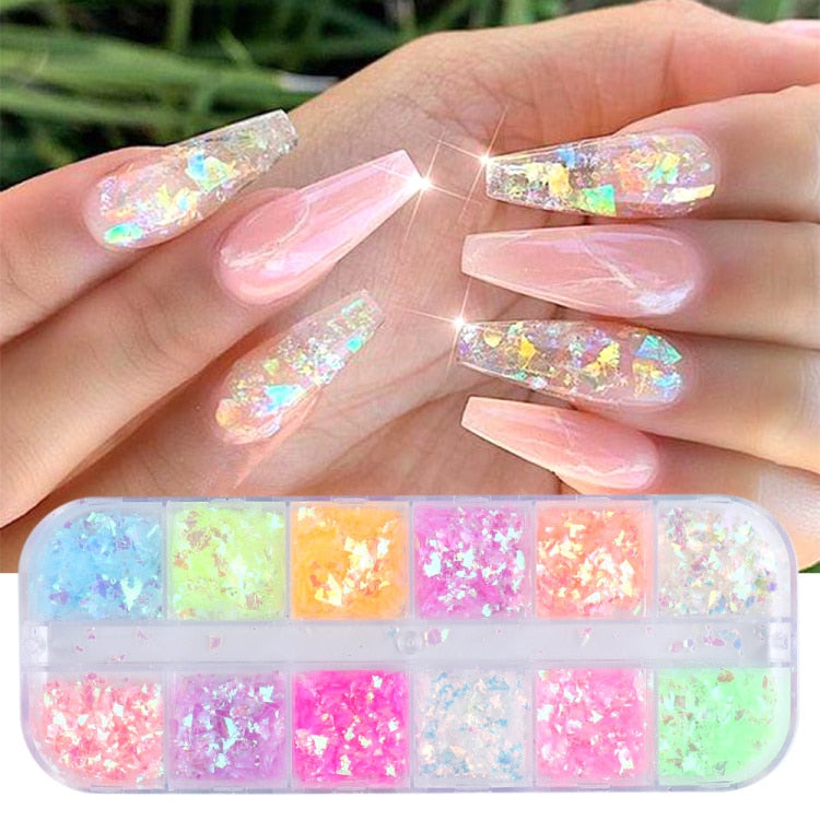 Iridescent Mixed Hexagon Nail Glitter Sequins Holo Flakes Nail Art