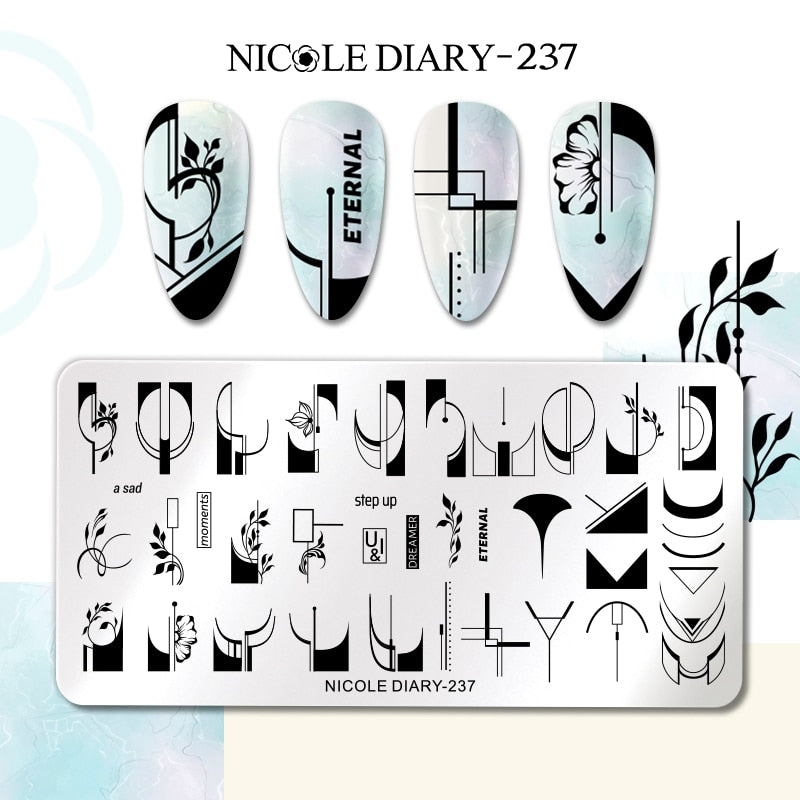 Nail Stamping Plates Leaf Floral Butterfly Line Printing Stencil Nail Stamp