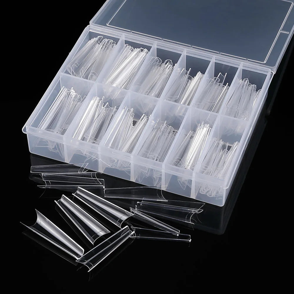 240pcs/Box XXL Extra Long Coffin Nail Tips Half Cover Clear/Natural Fake Nails Press On Acrylic Salon Supply False Nails VI-NC9