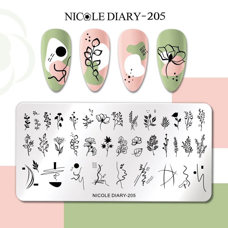 Nail Stamping Plates Leaf Floral Butterfly Line Printing Stencil Nail Stamp