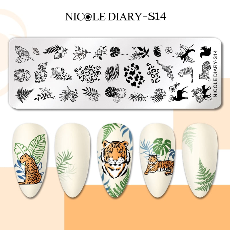 Nail Stamping Plates Leaf Floral Butterfly Line Printing Stencil Nail Stamp