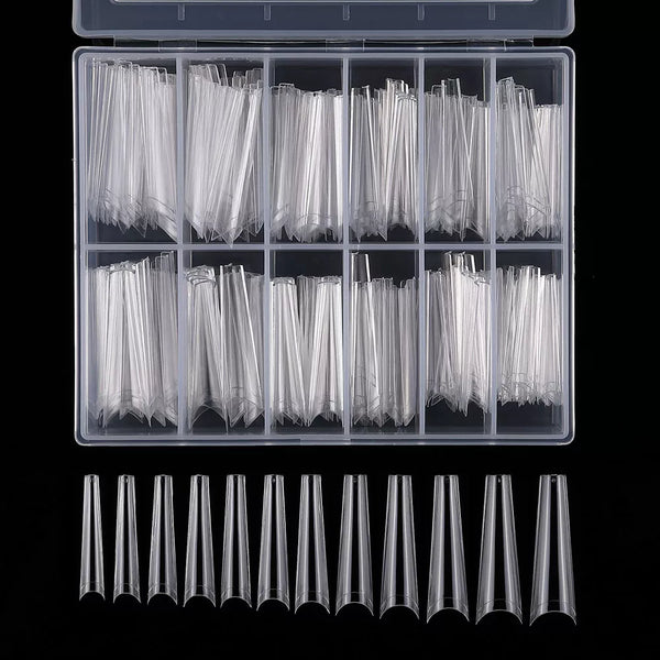 240pcs/Box XXL Extra Long Coffin Nail Tips Half Cover Clear/Natural Fake Nails Press On Acrylic Salon Supply False Nails VI-NC9