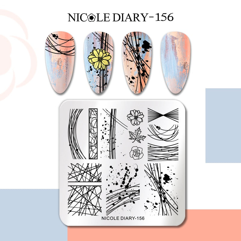 Nail Stamping Plates Leaf Floral Butterfly Line Printing Stencil Nail Stamp