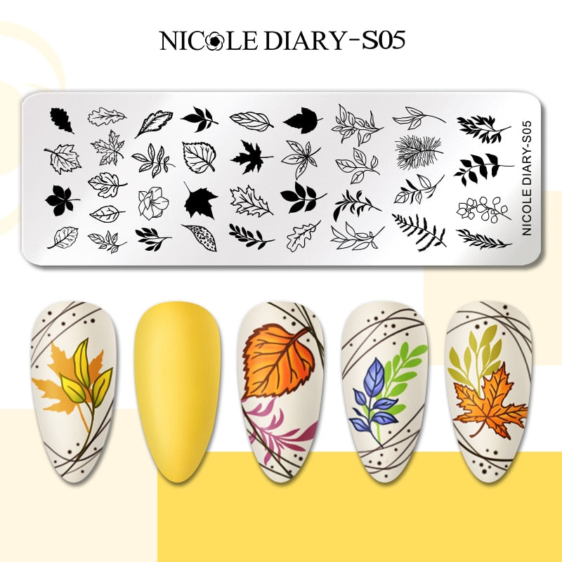 Nail Stamping Plates Leaf Floral Butterfly Line Printing Stencil Nail Stamp