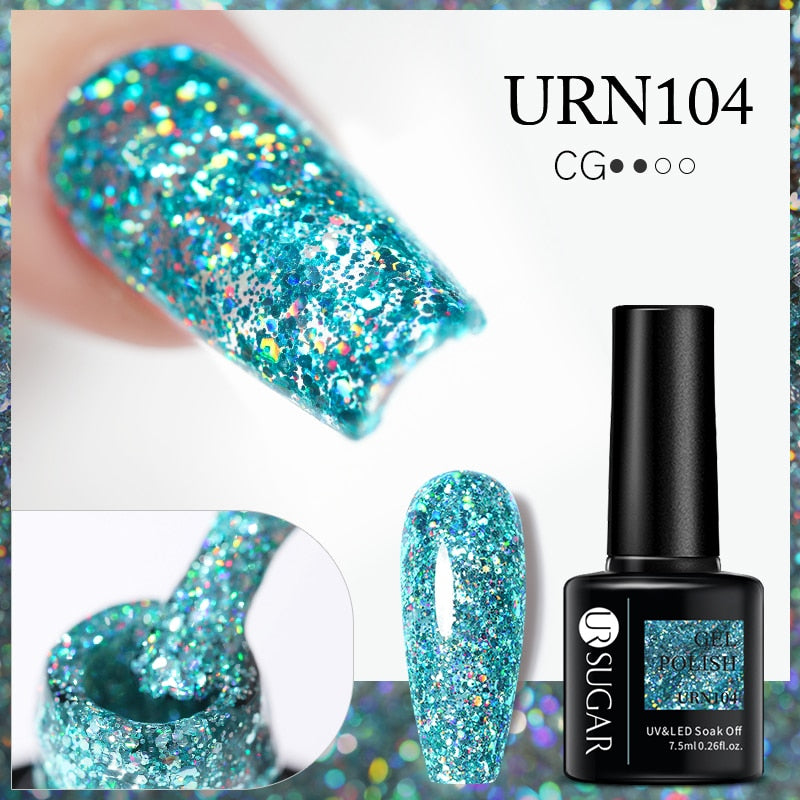 UR SUGAR 7.5ml Thermal Nail Gel Polish Winter Snow Sequins Color Changing Snowflakes Soak Off UV Semi-permanent Nail Art Varnish