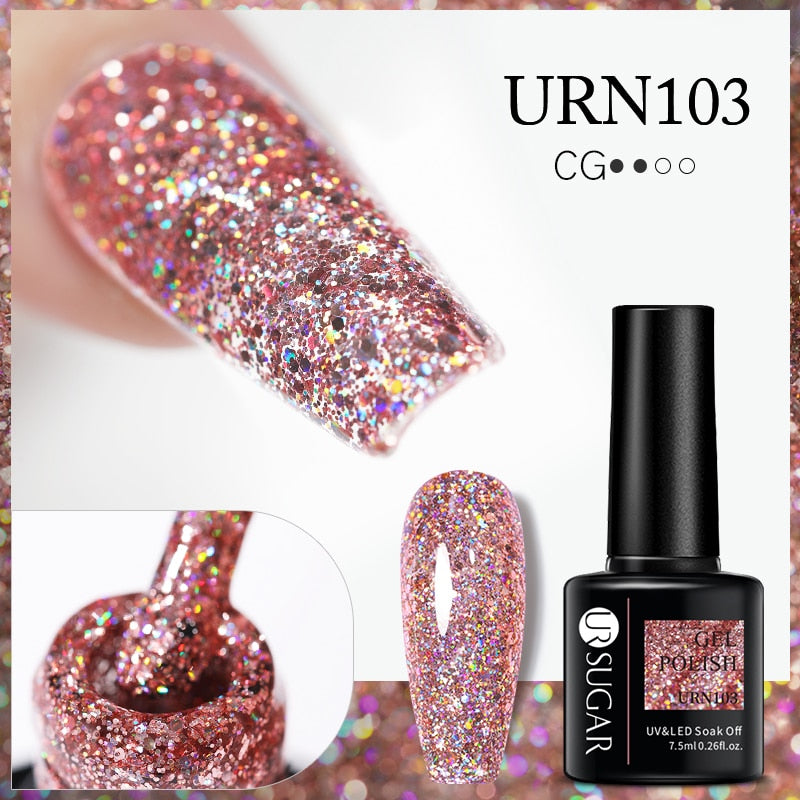 UR SUGAR 7.5ml Thermal Nail Gel Polish Winter Snow Sequins Color Changing Snowflakes Soak Off UV Semi-permanent Nail Art Varnish