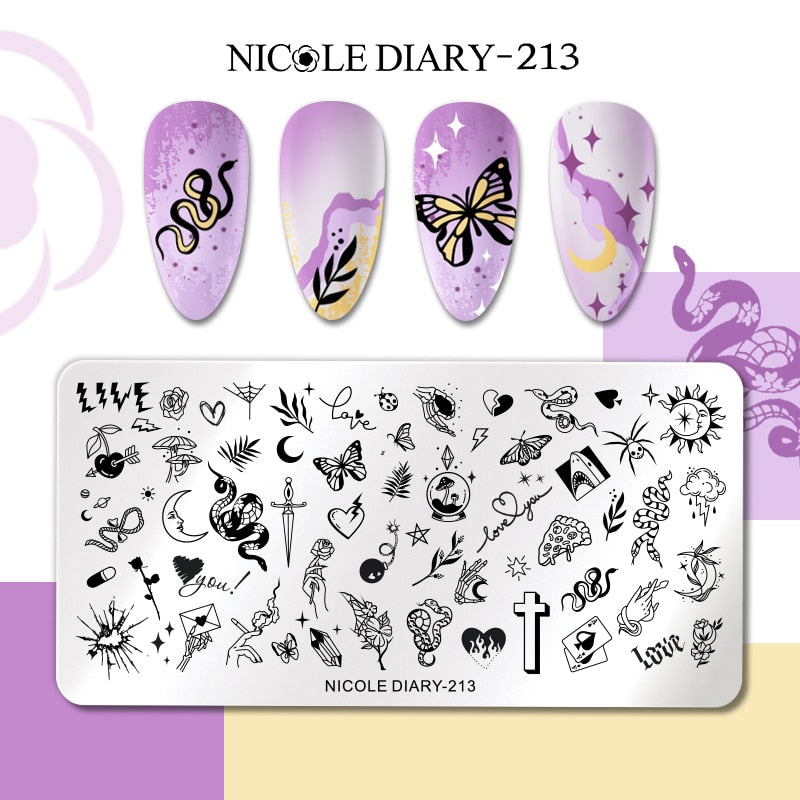 Nail Stamping Plates Leaf Floral Butterfly Line Printing Stencil Nail Stamp