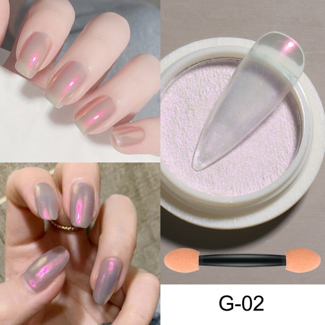 Mirror Nail Powder Pigment Pearl White Rubbing on Nail Art