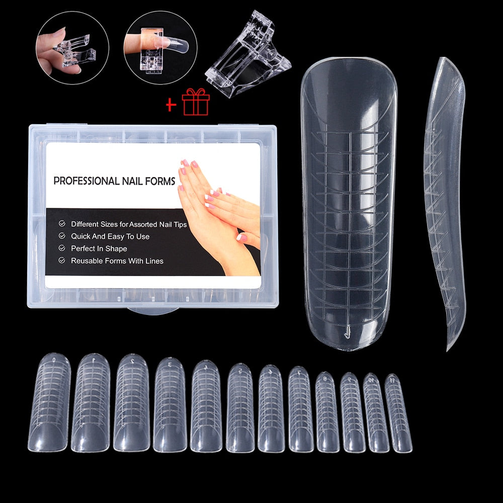 NEW Stiletto Coffin Clear Dual Forms False Tips