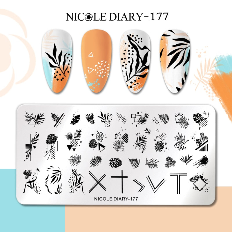 Nail Stamping Plates Leaf Floral Butterfly Line Printing Stencil Nail Stamp