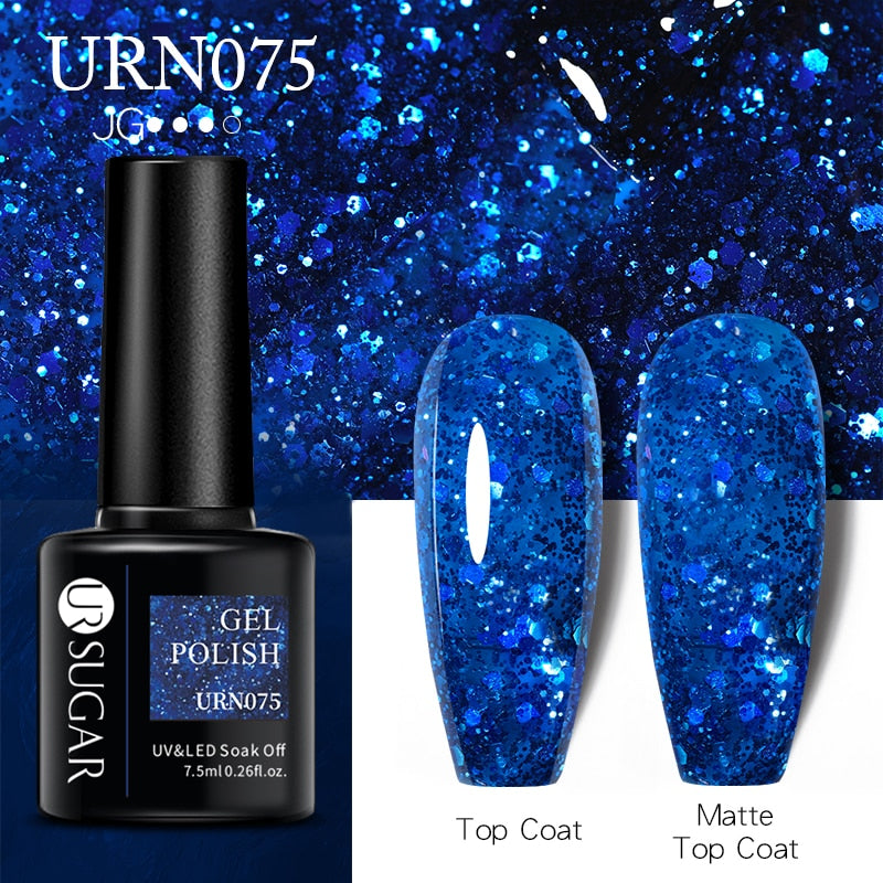 UR SUGAR 7.5ml Thermal Nail Gel Polish Winter Snow Sequins Color Changing Snowflakes Soak Off UV Semi-permanent Nail Art Varnish