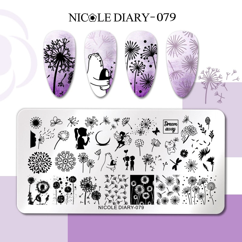 Nail Stamping Plates Leaf Floral Butterfly Line Printing Stencil Nail Stamp