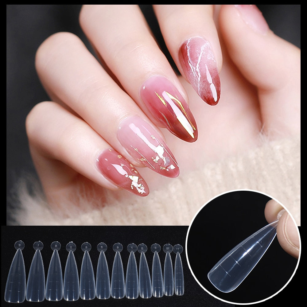 NEW Stiletto Coffin Clear Dual Forms False Tips