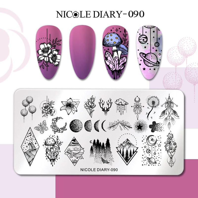 Nail Stamping Plates Leaf Floral Butterfly Line Printing Stencil Nail Stamp