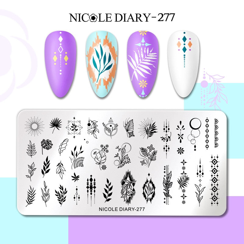 Nail Stamping Plates Leaf Floral Butterfly Line Printing Stencil Nail Stamp