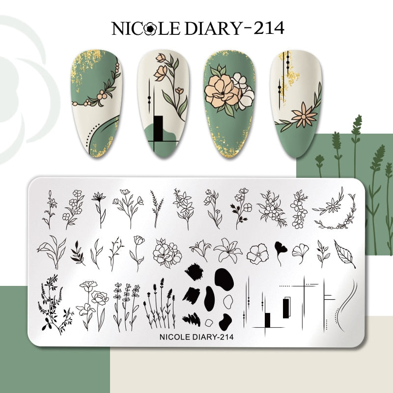 Nail Stamping Plates Leaf Floral Butterfly Line Printing Stencil Nail Stamp