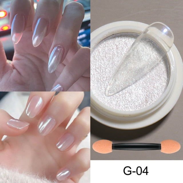 Mirror Nail Powder Pigment Pearl White Rubbing on Nail Art