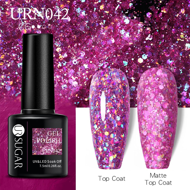 UR SUGAR 7.5ml Thermal Nail Gel Polish Winter Snow Sequins Color Changing Snowflakes Soak Off UV Semi-permanent Nail Art Varnish