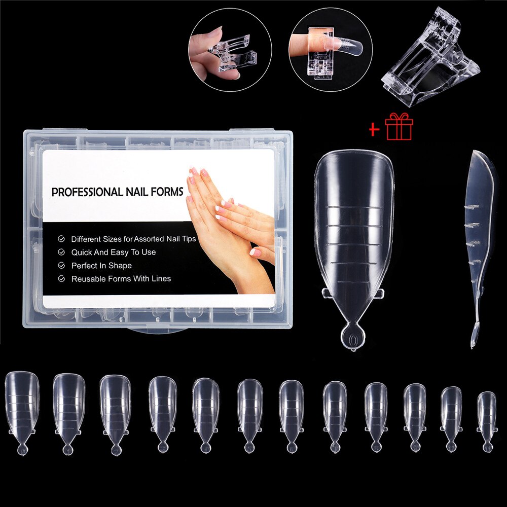 NEW Stiletto Coffin Clear Dual Forms False Tips