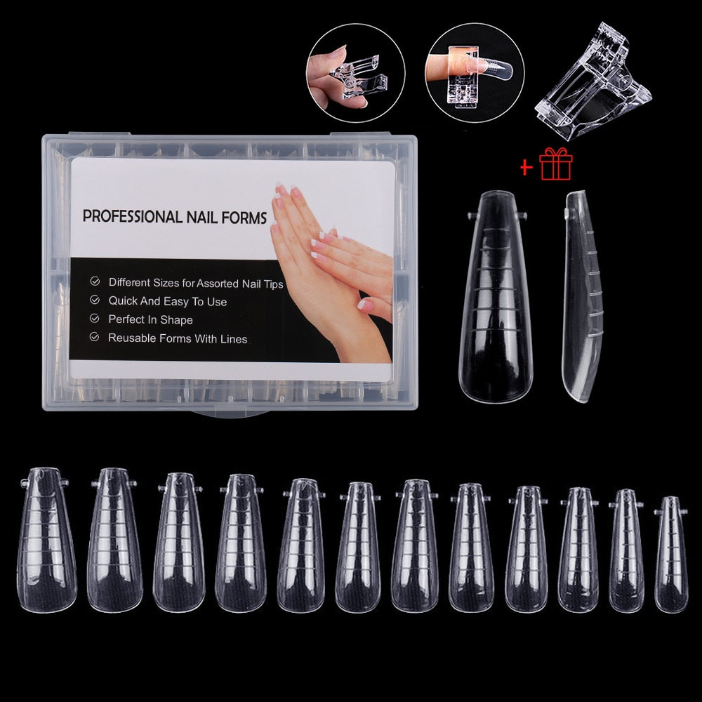 NEW Stiletto Coffin Clear Dual Forms False Tips