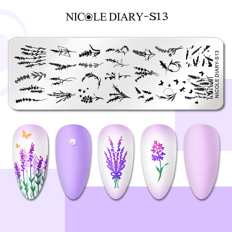 Nail Stamping Plates Leaf Floral Butterfly Line Printing Stencil Nail Stamp