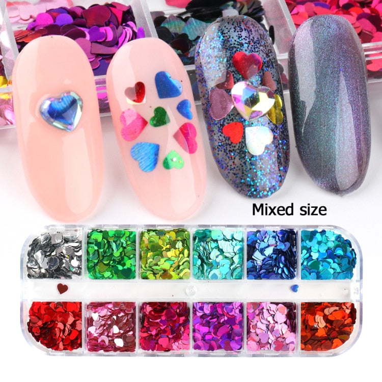 Iridescent Mixed Hexagon Nail Glitter Sequins Holo Flakes Nail Art