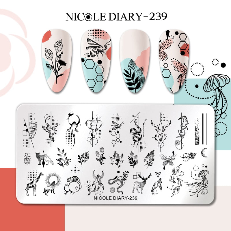 Nail Stamping Plates Leaf Floral Butterfly Line Printing Stencil Nail Stamp