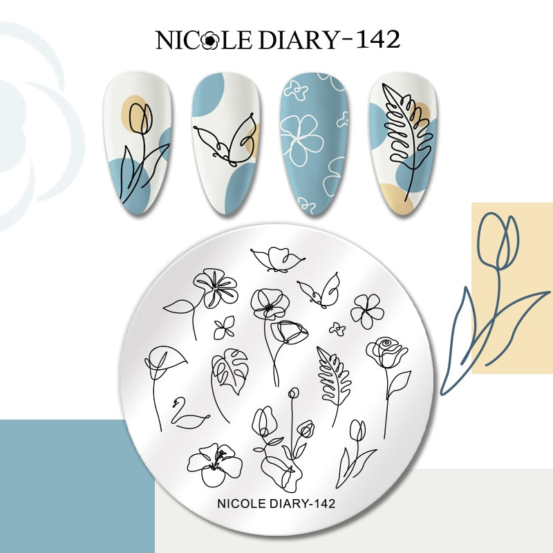 Nail Stamping Plates Leaf Floral Butterfly Line Printing Stencil Nail Stamp