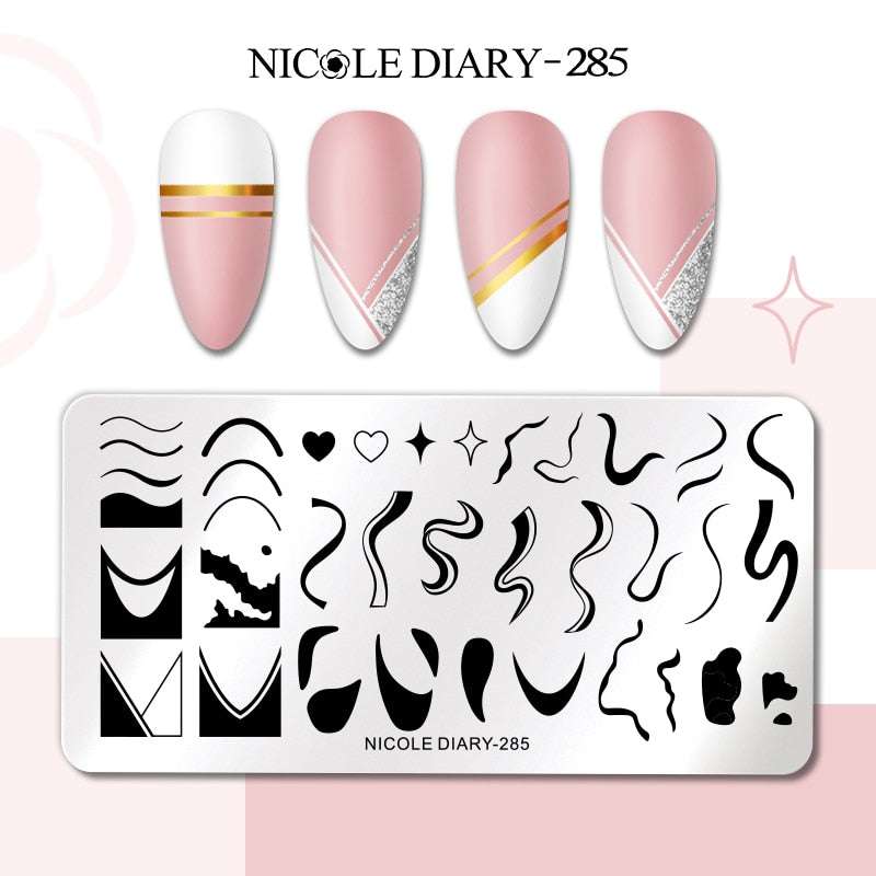 Nail Stamping Plates Leaf Floral Butterfly Line Printing Stencil Nail Stamp