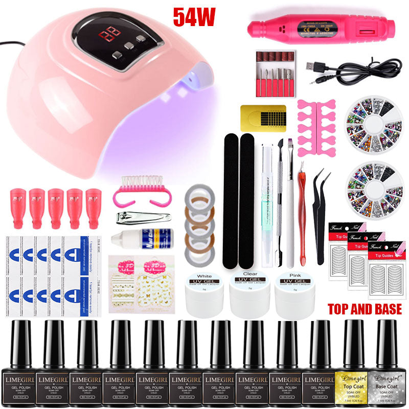 Nail set 120/54W UV LED LAMP for Manicure Gel nail polish Set Kit Gel Varnish Electric Nail Drill Manicure Sets Nail Art Tools