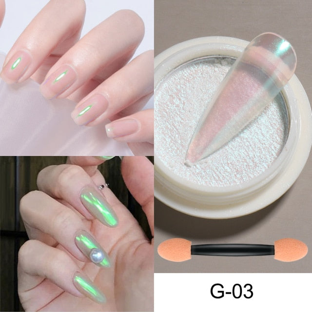 Mirror Nail Powder Pigment Pearl White Rubbing on Nail Art