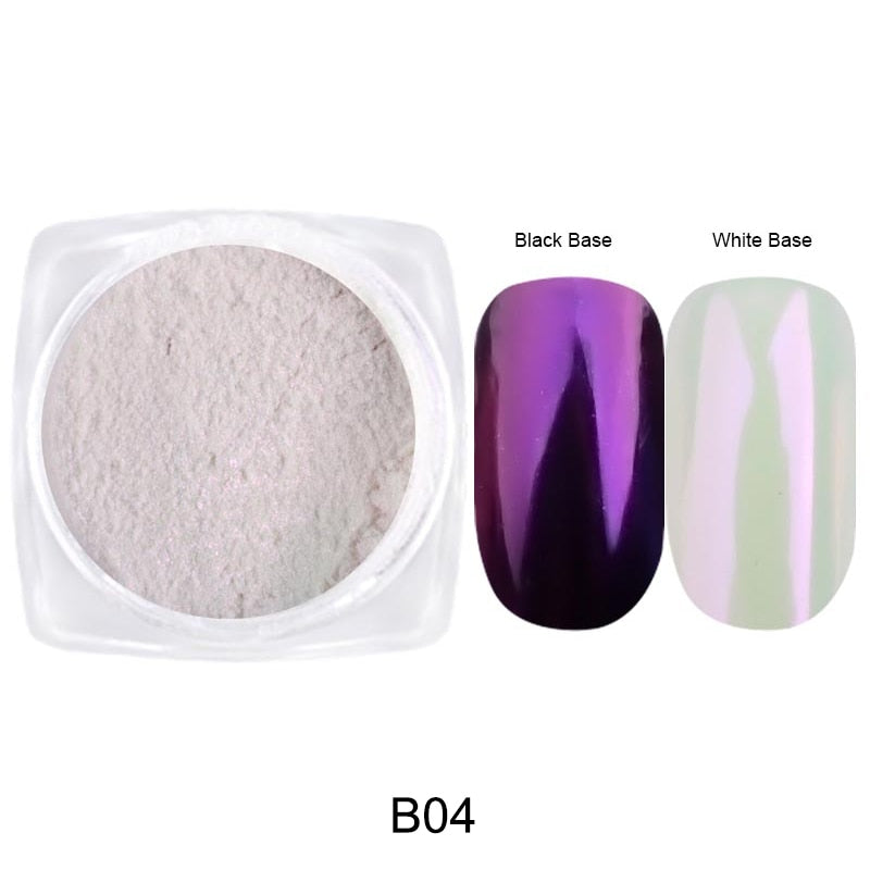 Mirror Nail Powder Pigment Pearl White Rubbing on Nail Art Glitter Dust Chrome Aurora Blue Manicure Holographic Decorations TRZY