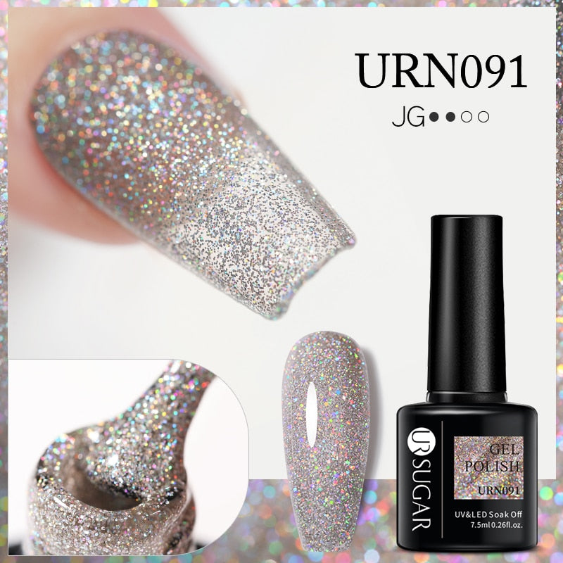 UR SUGAR 7.5ml Thermal Nail Gel Polish Winter Snow Sequins Color Changing Snowflakes Soak Off UV Semi-permanent Nail Art Varnish