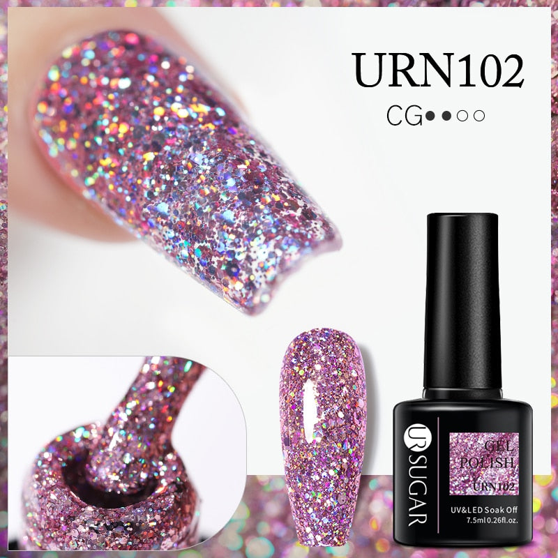 UR SUGAR 7.5ml Thermal Nail Gel Polish Winter Snow Sequins Color Changing Snowflakes Soak Off UV Semi-permanent Nail Art Varnish