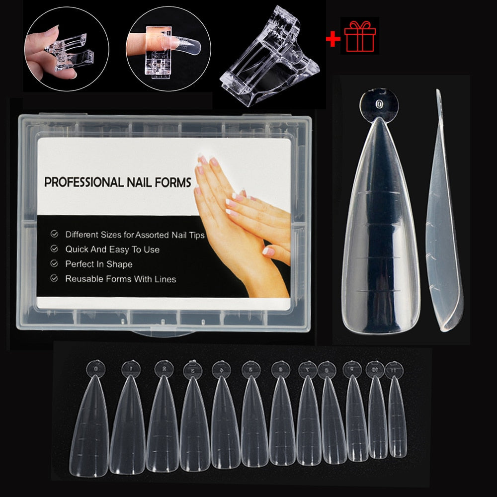 NEW Stiletto Coffin Clear Dual Forms False Tips