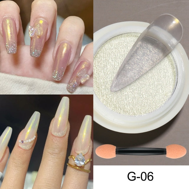 Mirror Nail Powder Pigment Pearl White Rubbing on Nail Art