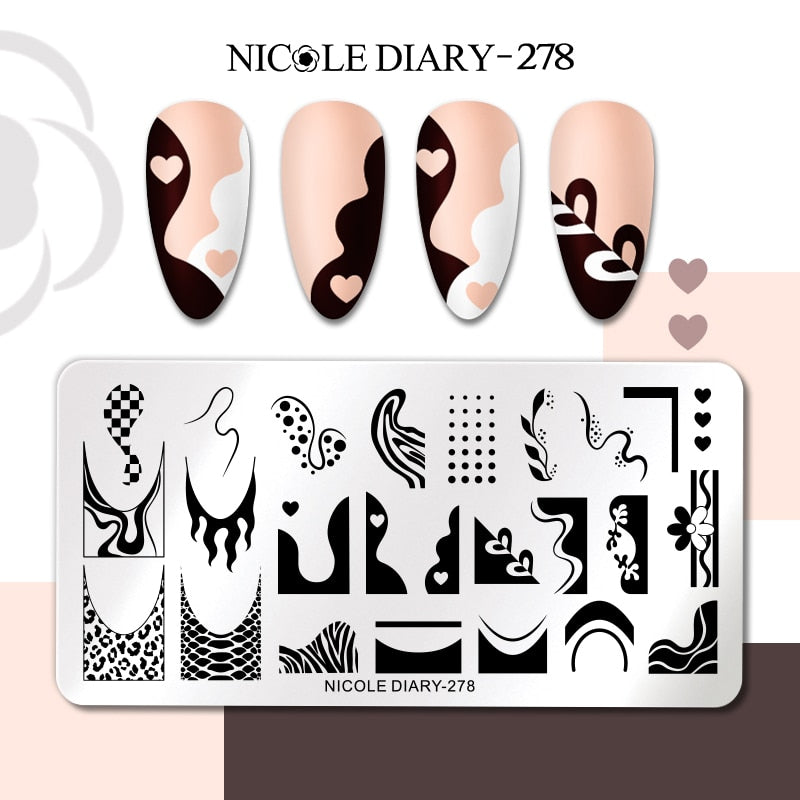 Nail Stamping Plates Leaf Floral Butterfly Line Printing Stencil Nail Stamp