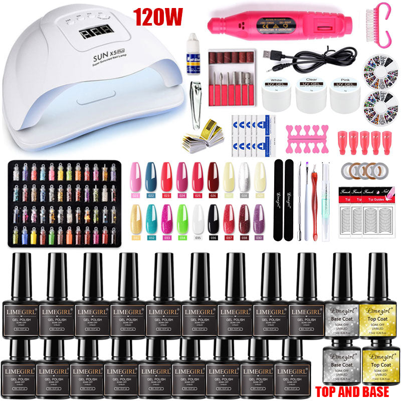 Nail set 120/54W UV LED LAMP for Manicure Gel nail polish Set Kit Gel Varnish Electric Nail Drill Manicure Sets Nail Art Tools