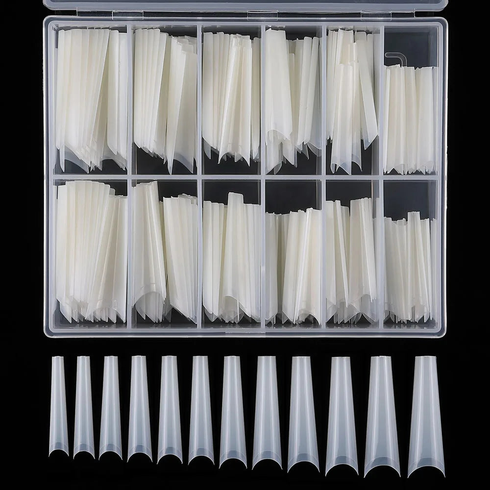 240pcs/Box XXL Extra Long Coffin Nail Tips Half Cover Clear/Natural Fake Nails Press On Acrylic Salon Supply False Nails VI-NC9