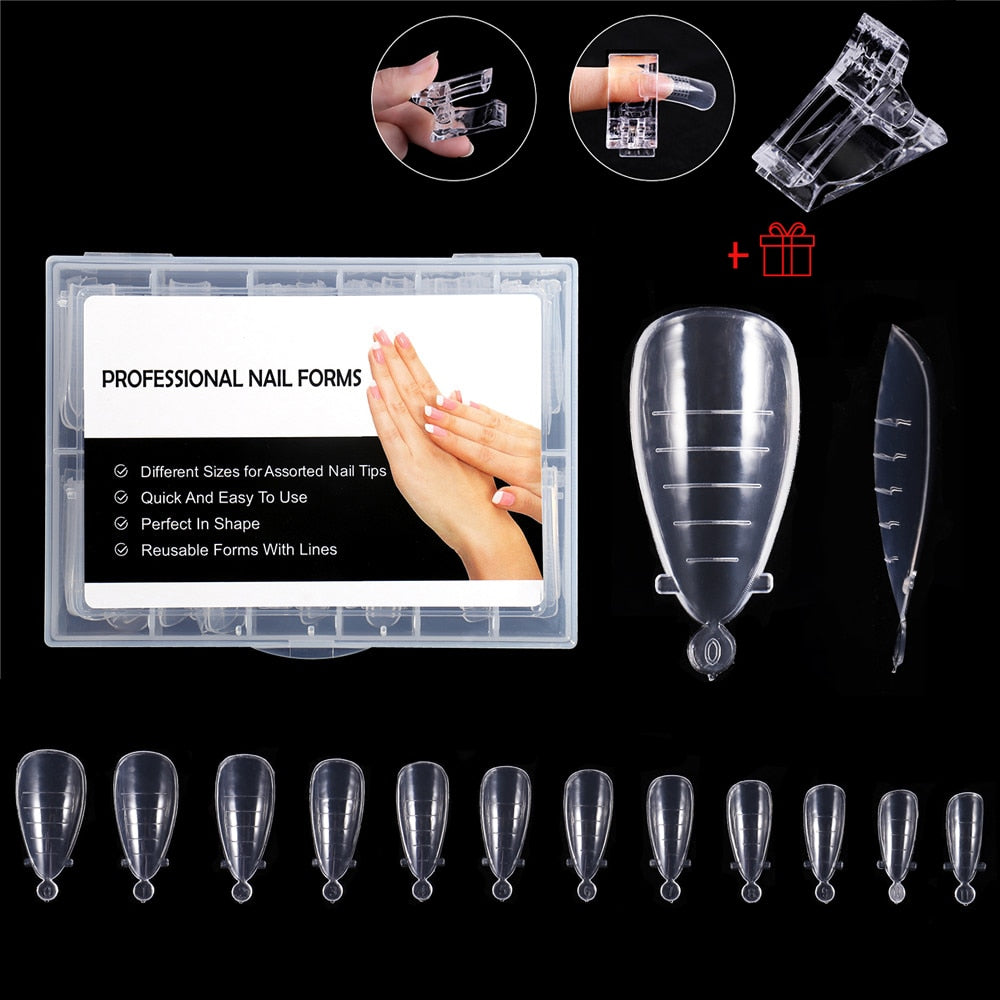 NEW Stiletto Coffin Clear Dual Forms False Tips