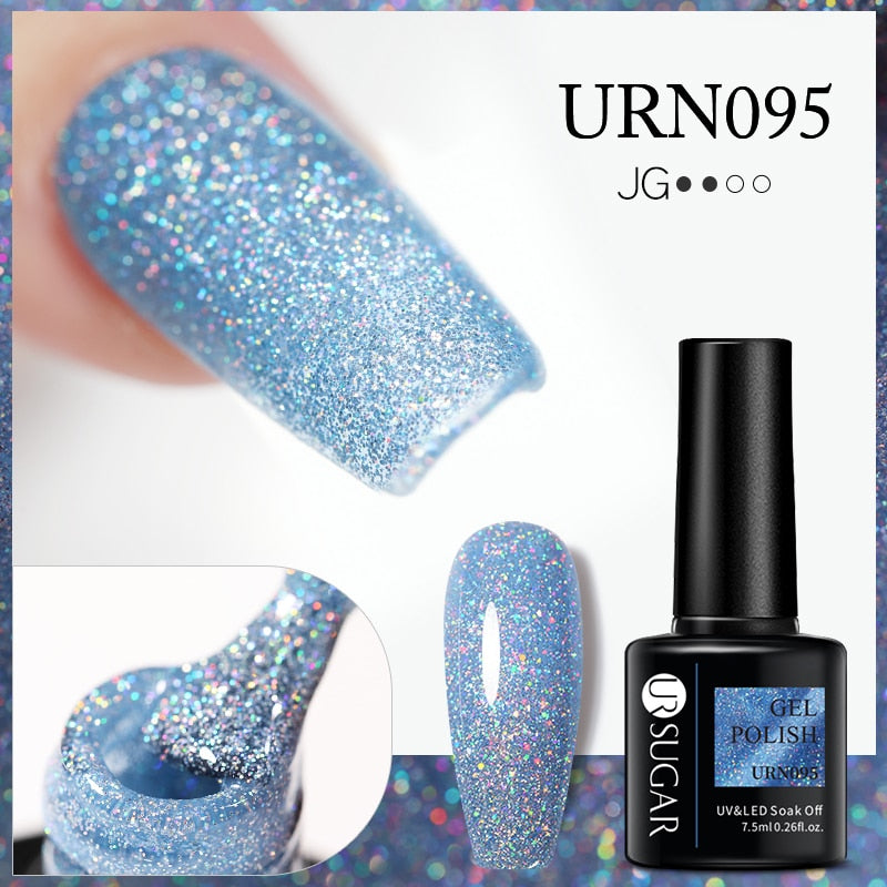 UR SUGAR 7.5ml Thermal Nail Gel Polish Winter Snow Sequins Color Changing Snowflakes Soak Off UV Semi-permanent Nail Art Varnish