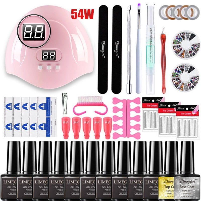 Nail set 120/54W UV LED LAMP for Manicure Gel nail polish Set Kit Gel Varnish Electric Nail Drill Manicure Sets Nail Art Tools