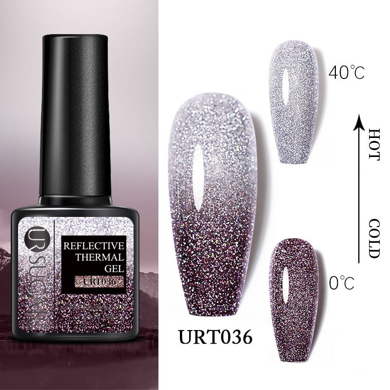 UR SUGAR 7.5ml Thermal Nail Gel Polish Winter Snow Sequins Color Changing Snowflakes Soak Off UV Semi-permanent Nail Art Varnish